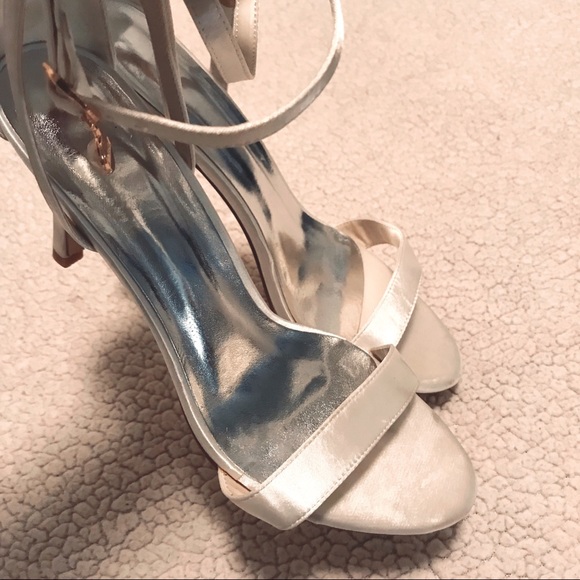 Cream Satin Dyeable Wedding Heels - Picture 1 of 5